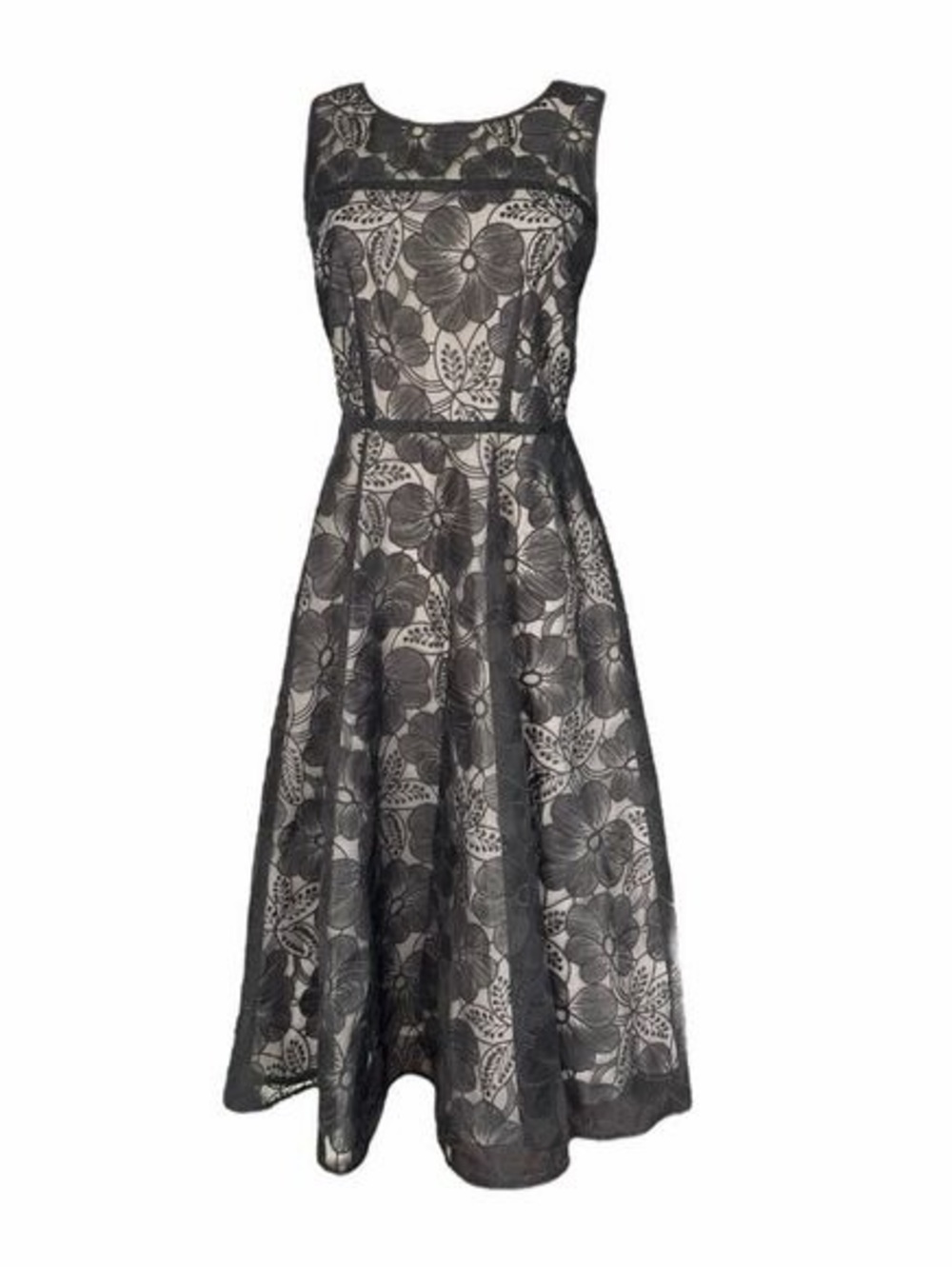 Ann Taylor Black Floral Lace A-Line Dress (2)